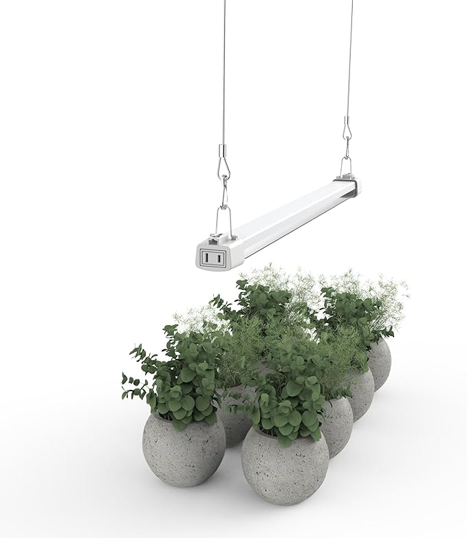 LED Grow Light 2FT Full Spectrum Compact Linkable Lighting Fixture for Indoor Greenhouse Year Round Plant Seedlings, Essential Grow Slim Hanging Suspended Strip