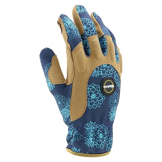 Miracle-Gro Women's High-Dexterity Gardening Work Gloves, Touchscreen Technologies, Abrasion Resistant, Comfort, Blue/Tan, Small (MG86207/WSM)