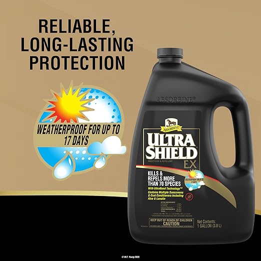 Absorbine UltraShield EX 128oz Insecticide, Kills & Repels Flies, Mosquitoes, Ticks, Fleas, Lice, Use on Horses, Dogs, Premises