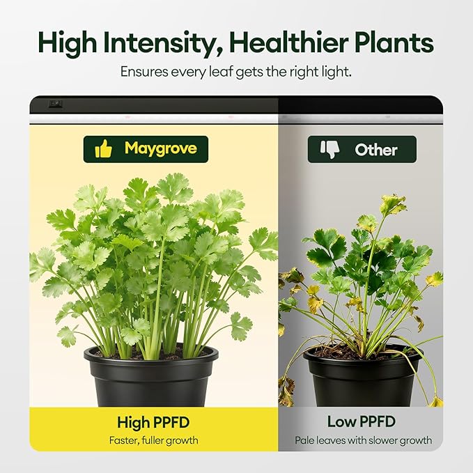 Maygrove T5 Grow Lights for Indoor Plants 2FT, Red-Enhanced Full Spectrum 5000K Grow Light, 60W(4 x 15W), Grow Light Strips for Seed Starting, Greenhouse, High PPFD, Linkable, Black, 4-Pack