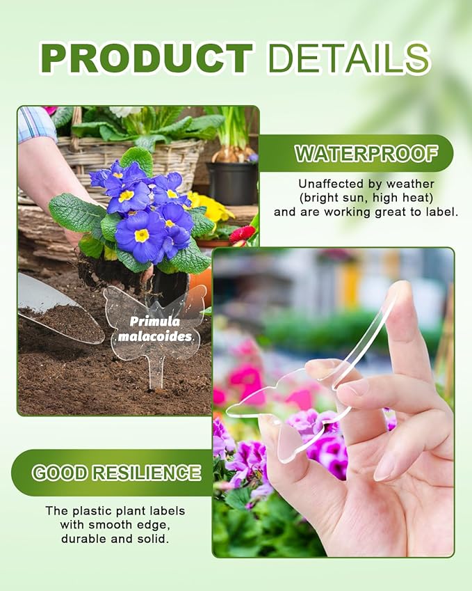 eZAKKA Acrylic Plant Labels, Butterfly Plant Markers Around Hanging Garden Markers Labels Tree Tags Sticks for Seedlings Outdoor Garden Waterproof, 12pcs