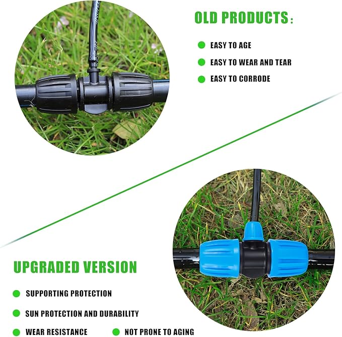 10 Pcs 1/2 to 1/4 inch Garden Hose Tubing Irrigation Fittings,3-Way Anti-Leak 1/2'' to 1/4'' Locked Barbed Drip Irrigation Tee Connectors (1/2"IDx0.6-0.63"OD) 1/2'' to 1/4'' Irrigation Tubing Fitting