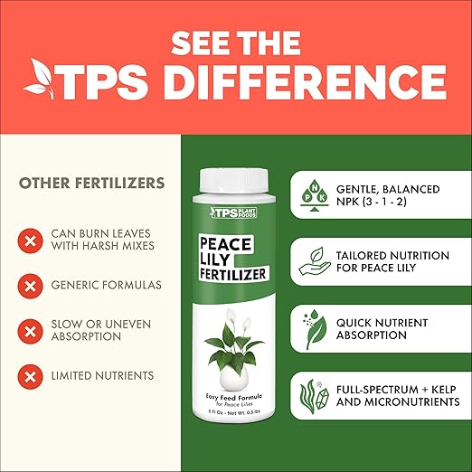 Peace Lily Fertilizer – Liquid Plant Food for More Blooms, Deep Green Leaves & Healthy Root Development, 8 oz