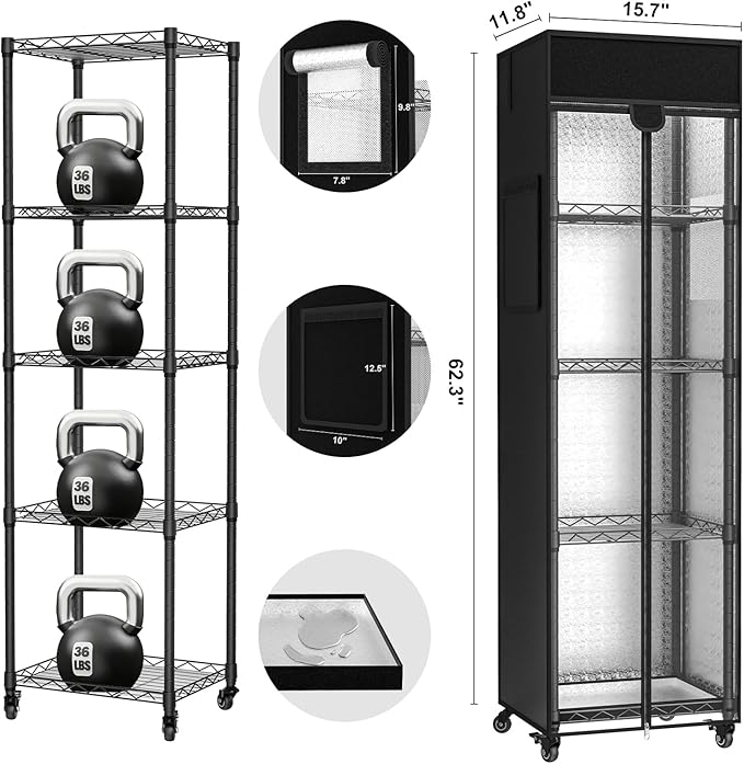Small Greenhouse for Indoors, 5 Tier 15.7" L×11.8" W×62.3" H mini Greenhouse Outdoor, Indoor Adjustable Shelves