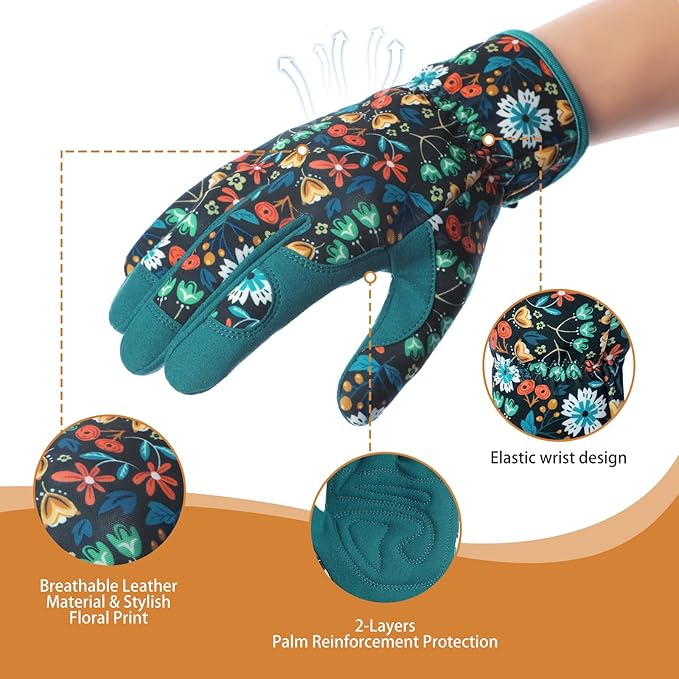 Tavaleu Gardening Gloves for Women, Thorn Proof Puncture Resistant Leather Garden Gloves, Breathable Working Gloves