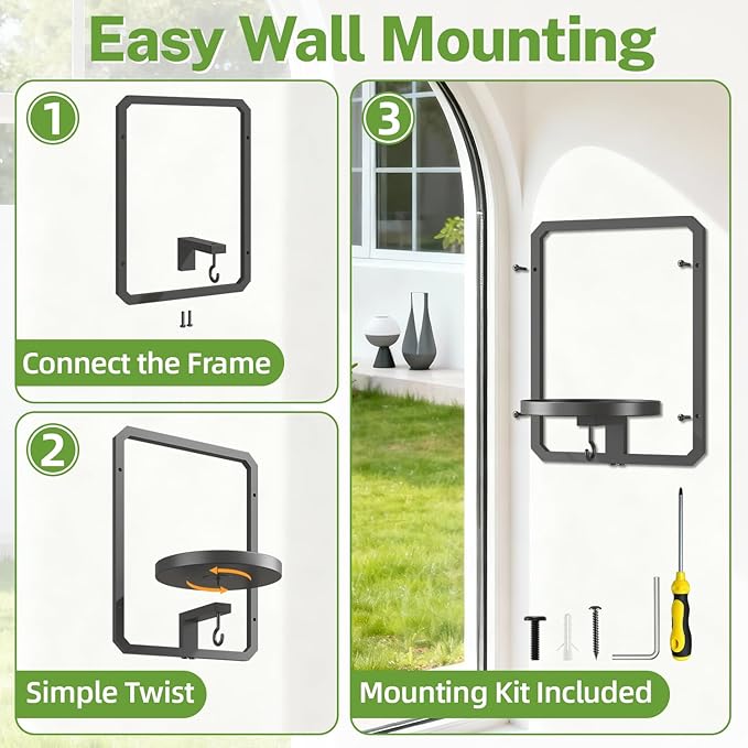 iDavosic.ly Wall Plant Picture Frame Holder Set of 2 for Indoor, Metal Stand with Hanging Hooks, Floating Flower Display Decor, Space Saving & Easy to Assemble (Pots/Chains/Plants Not Included)