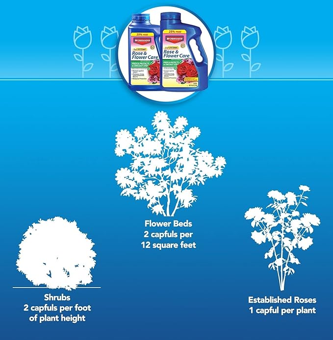 BioAdvanced 3-in-1 Insect, Disease and Mite Control, Ready-to-Use, 24 oz with BioAdvanced 2-in-1 Systemic Rose and Flower Care II, Granules, 5 lb