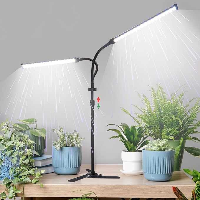 2025 Professional Grow Lights for Indoor Plants Growing, 6000K Full Spectrum 126 LEDs Plant Grow Lights Indoor, Height Adjustable (13-38''), 3 Spectrum Modes + 10 Dimming with 4/8/12/18H Timer