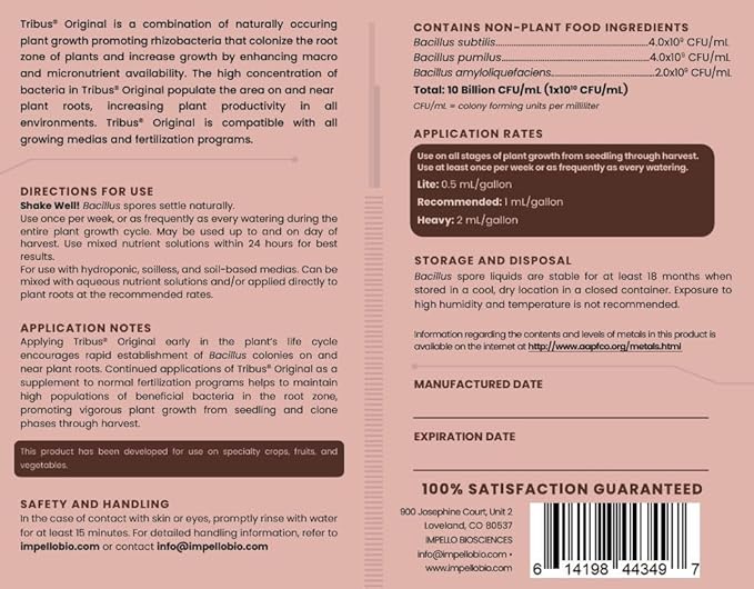 Tribus Organic Microbial Inoculant | Root Booster for Plants, Increases Plant Yield, Root Growth, Flower & Fruit Quality | Visible Root Growth in 24Hrs | Pet & Planet-Safe | Made in The USA | 8.5oz