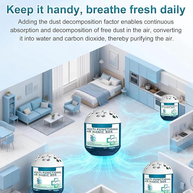2pcs Indoor Air Purification Dust Removal Magic Box,Multi-Functional Air Magic Box,Automatic Dust Collection Air Box for Home,Plant Extract Formula,Use for Any Room（120g x 2 ）