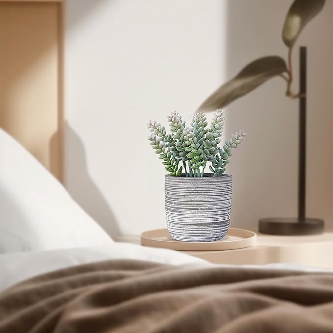 Jahe Artificial Plants Indoor, Home Decor Faux Plants Indoor in Cement Bowl Faux Realistic Greenery Potted Plant for Office Desk Bathroom Livingroom Boho Shelves Decoration, Table Centerpieces