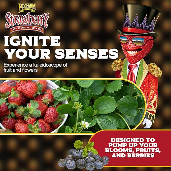 FoxFarm Strawberry Fields Fruiting & Flowering Potting Soil, 1.5 Cu.ft (Pack of 2) - Designed to Pump Up Your Blooms, Fruits, and Berries - Made for the Fruiting and Flowering Stages of Plants