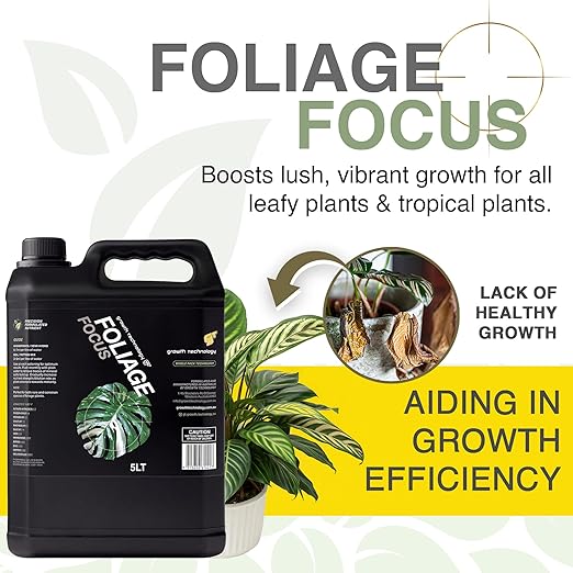Growth Technology GT Foliage Focus – Liquid Indoor Plant Food Nutrient for Houseplants, Tropical Plants, Aroids, Ferns & Palms – Concentrated Formula for Vibrant Leaves & Dense Foliage – 5 Liters