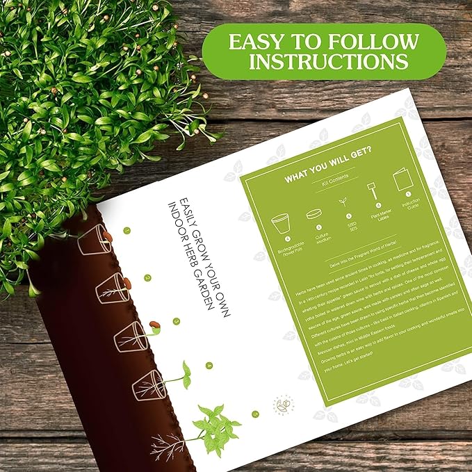 Indoor Herb Garden Starter Kit, Ushine 7 Herb Seeds Grow Kit Basil, Cilantro, Parsley, Mint, Dill, Thyme,Sage, DIY Kitchen Plant Grow Kit for Growing Herb Seeds Perfect Gardening Gifts