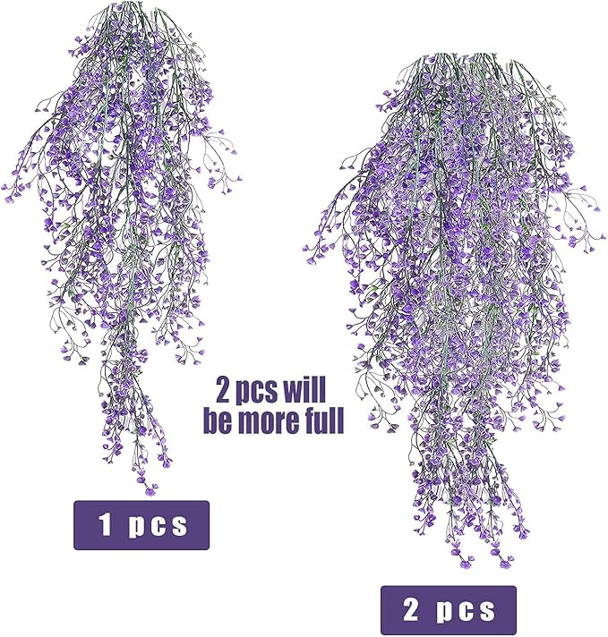 RECUTMS Artificial Hanging Plants Fake Vines Wall Hanging 4Pcs Faux Ferns Leaves Greenery for Spring Home Garden Wedding Party Indoor Outdoor Easter Decorations(Purple)