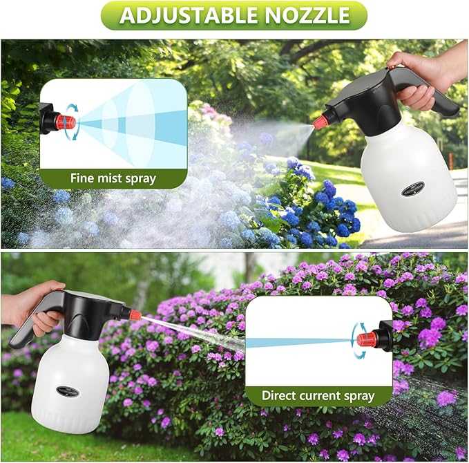 Electric Spray Bottle, 2L/0.5 Gallon Plant Sprayer, Pump Sprayer with Adjustable Nozzle, Suitable for Indoor Plant Watering, Fertilization, Gardening & Cleaning