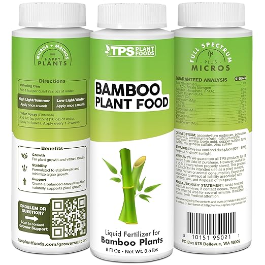 Bamboo Plant Food – Liquid Plant Food for New Shoot Growth, Rich Green Leaves & Strong Root Development, 8 oz