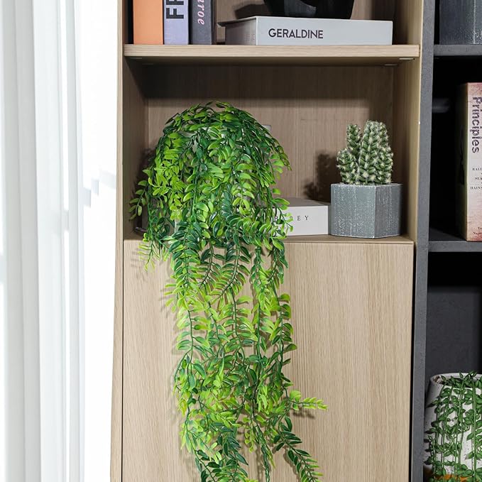 2PCS Artificial Hanging Trailing Plants in Pots,Realistic Faux Small Persian Leaf Hanging Potted for Bedroom Living Room Home Office Table Decor Indoor Outdoor