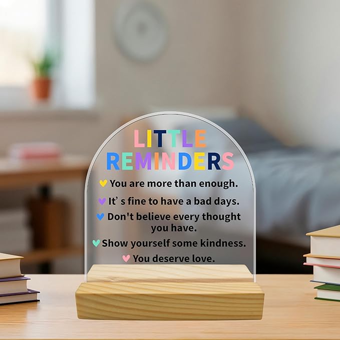 Little Reminders You Are More Than Enough - Arched Shape Acrylic Sign, Motivational Gift for Women Men Friends, Coworker Employee Appreciation Gift, Office Living Room Desk Cubicle Table Shelf Decor