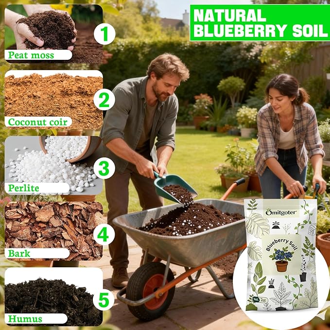 Blueberry Soil Mix 10qt- 100% Natural Organic Potting Soil for Blueberry Trees, Superior Drainage & Aeration, Ideal for Indoor & Outdoor Blueberry Plants