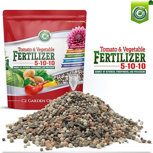 5-10-10 Tomato & Vegetable Fertilizer - Made in USA - NPK + Micronutrients Plant Food for Flower Gardens - (Cz Garden Organics All Purpose Fertilizer 8LB)