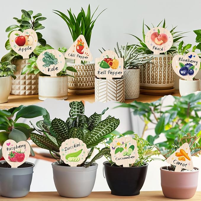 JUYRLE Vegetable Plant Label - 15PACK Garden Markers, Fruit Plant Labels for Outdoor Garden Waterproof, Plant Tags with Names, Indoor Patio Tags for Succulent Flowers Greenery Seedling