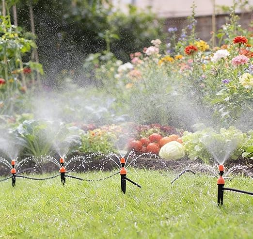 25pcs Drip Irrigation Emitters for 1/4" Irrigation Hose Accessories, Adjustable 360 Degree Water Flow Stake Drippers, Garden Irrigation Drippers for Watering System