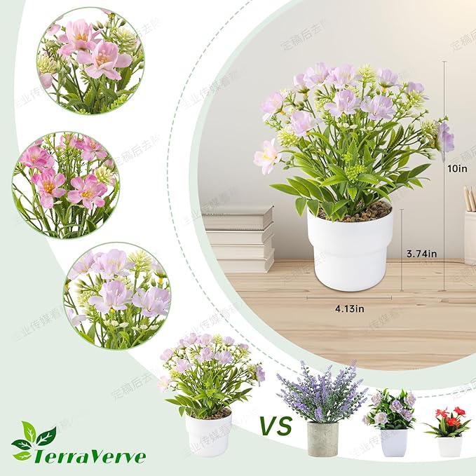 2-Piece Artificial Table Plant ， Lifelike Indoor Plants for Home, Office, Bedroom, Bathroom Decor ，Rustic Farmhouse Style mini Potted plantsry