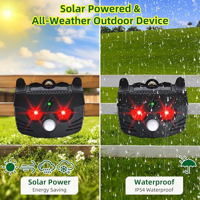 Solar Nocturnal Animal Repellent Outdoor Predator Lights for Chicken Coop Predator Protection Coyote Deterrent for Yard Nite Guard Solar Lights Predator Eyes-Protects Against Fox,Raccoon,Skunk,Deer(4)