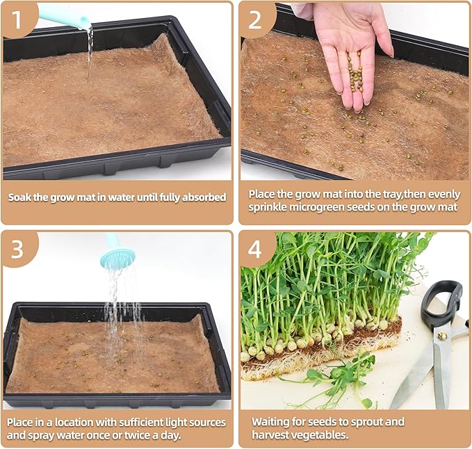 U0U 10PCS Jute Microgreens Grow Mats,10"x 20" Hemp Grow Mats for Microgreens, Microgreens Growing Trays,Hydroponic Growing Kits for Microgreens Wheatgrass and Sprouts Organic Production
