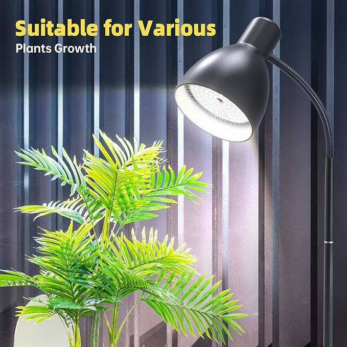 Bstrip Grow Light Lamp, 5000K Full Spectrum 25W LED Grow Light for Indoor Plants - 55" H Stand, Adjustable Angle with On/Off Switch
