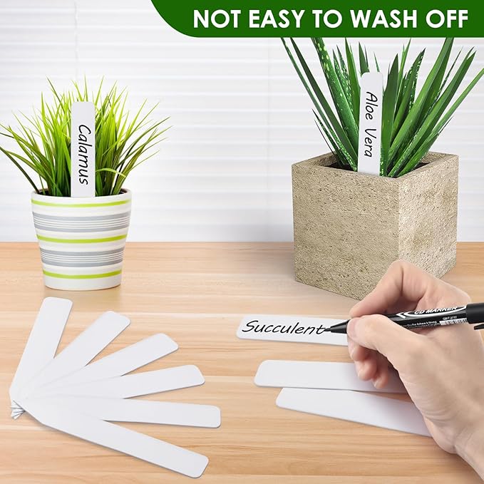 Darfukei Plant Labels 300pcs 4 Inch with Garden Plant Markers Pen of Outdoor Waterproof,Plant Tags and Permanent Marking Pen, Garden Labels Gardening Gifts for Women Men