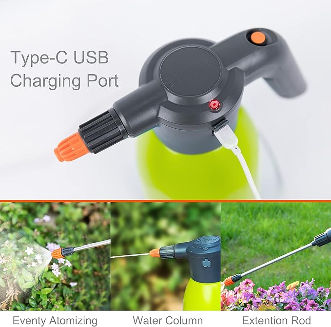 HIFAY ES2-PRO Electric Spray Bottle 2L/0.5Gallon, Rechargeable Battery Powered Sprayer Spray 60 Bottles On a Single Charge, Automatic Plant Mister，Pump Sprayer,Indoor Watering Can for Plants
