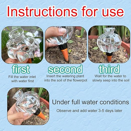 4psc Fully Automatic Plant Watering Device, Various Specifications, Potted drip Irrigation Device, Water Ball, Lazy Flower Planting, Vacation, Plant Care, Water Nail Pile Watering Equipment