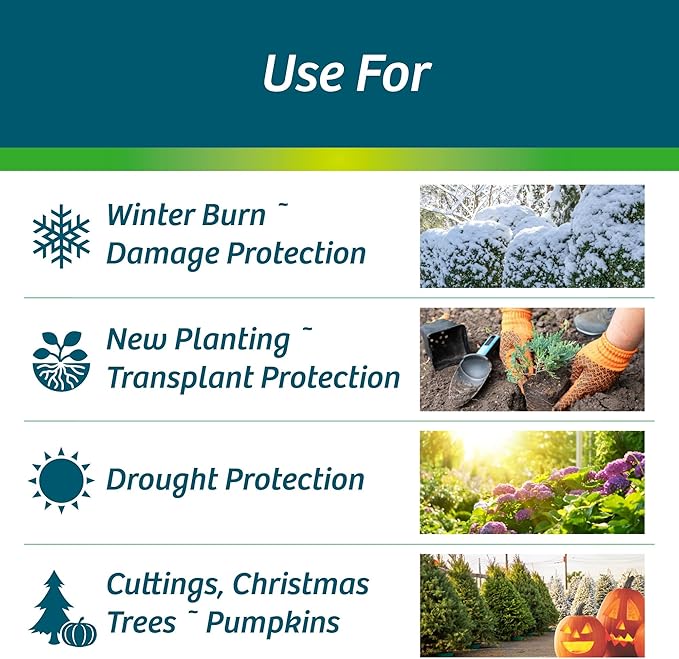 Wilt-Pruf® Concentrate | Protect Against Winter Damage, Drought, and Stress | Just Spray & Let Dry | Locks in Moisture w/Clear Foliar Film | Professional-Grade & Trusted | Replaces Burlap | (5 Gal)