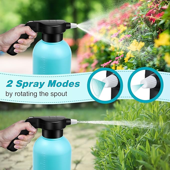 Electric Spray Bottle Plant Mister for Indoor Outdoor Plants, 0.5 Gallon Automatic Watering Can Rechargeable Battery Powered Sprayer with Adjustable Spout for Gardening, Cleaning (Blue Style)