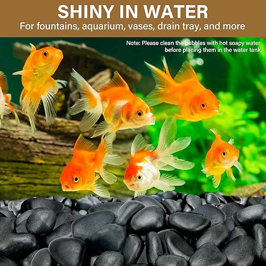 16lb Black River Rocks, 2-3 Inch Pebbles for Indoor Plants, Natural Polished Aquarium Gravel, Decorative Rocks for Outdoor Landscaping, Succulent, Garden, Vases Fillers, Bird Baths