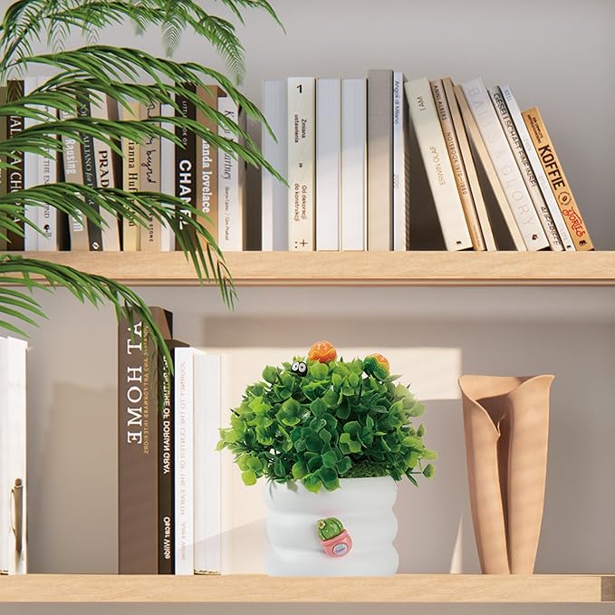 Mini Potted Fake Plants Artificial Plastic Eucalyptus Plants Centerpieces for Table Home Office, Style H