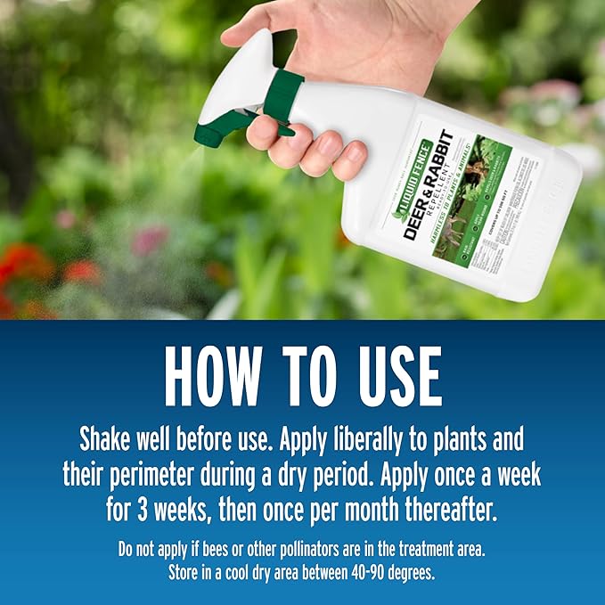 Liquid Fence Deer And Rabbit Repellent Concentrate 32 Ounces, Apply Year-Round