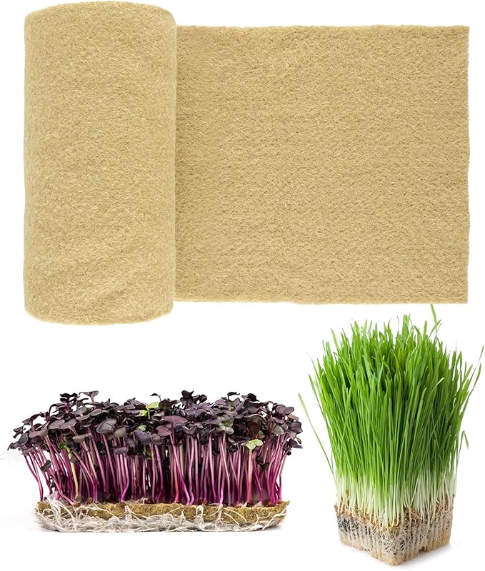 10" X 197" Microgreens Growing Mat, Jute Fiber Grow Mats Seed Sprouting Mat, Microgreens Grow Kit Hydroponic Pads for Wheatgrass, Sprouts, Hydroponics Seed Starter Trays (10" X 197")