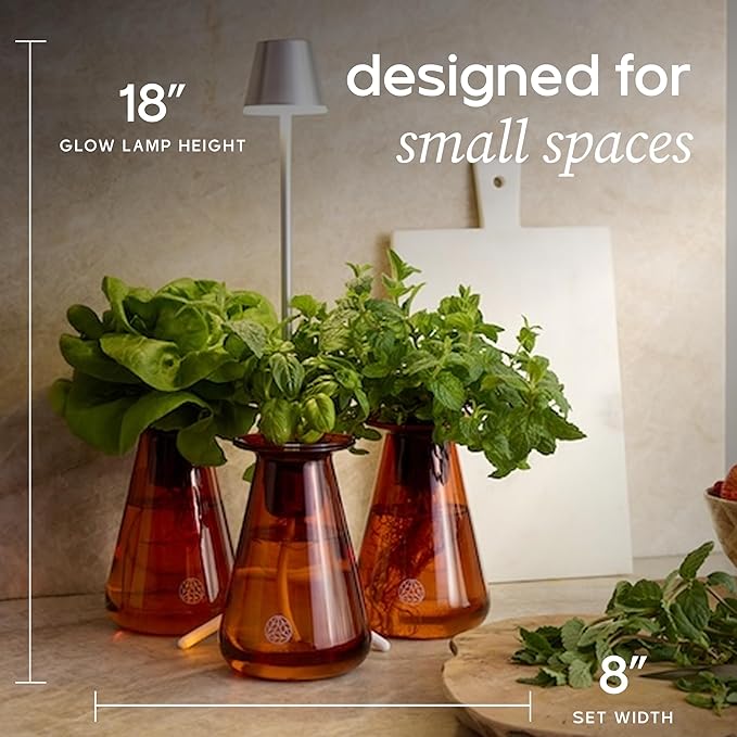 Lettuce Grow Counterstand Set with LED Grow Light – Indoor Hydroponic Herb Garden Kit, 3 Countertop Planters, Adjustable Light Settings, Space-Saving Indoor Growing System