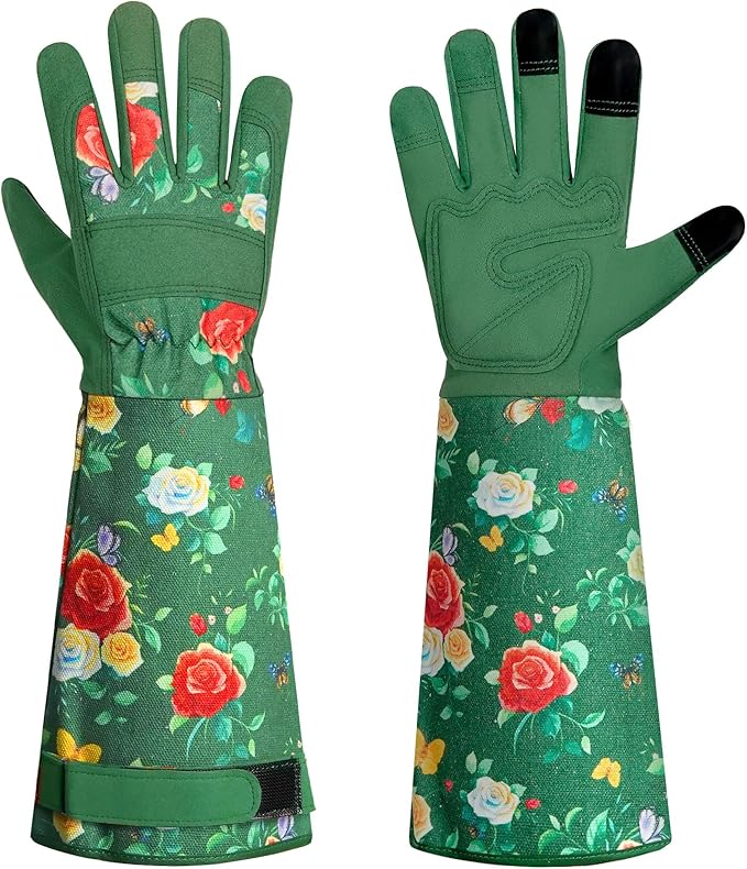DLY Gardening Gloves, Garden Gloves for Women, long gardening gloves for Garden Work and Yard,Durable and Comfortable(X-Large, Green