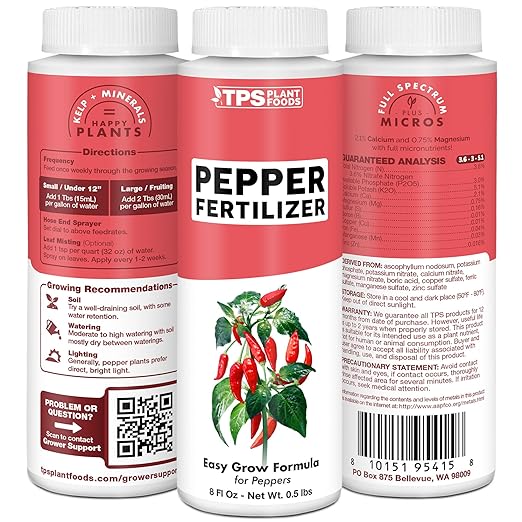 Pepper Fertilizer – Liquid Plant Food for Bigger Harvests, Better Flowering & Stronger Root Development, 8 oz