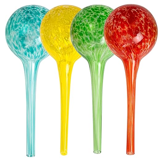 Besti Large Self Watering Globes for Plants Waters Greenery Up to 2 Weeks Hands Free | Durable, Multicolored Glass Craftsmanship | Indoor and Outdoor Use