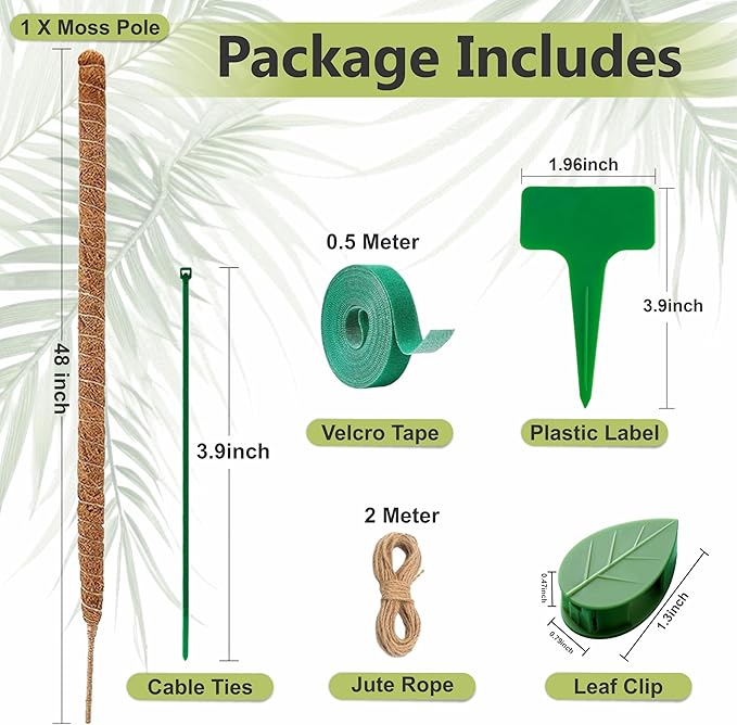 48 Inches Bendable Moss Pole Monstera Plant Support Stakes - Moss Poles for Climbing Plants, Plant Stakes for Indoor Plants - Coco Coir Pole Moss Stick for Monstera, Pothos.