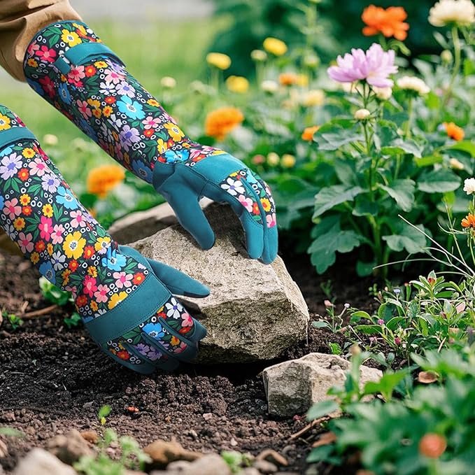 Trifabricy Gardening Gloves for Women, Breathable Leather Garden Gloves with Grip, Thorn-Proof Puncture-Resistant Work Gloves