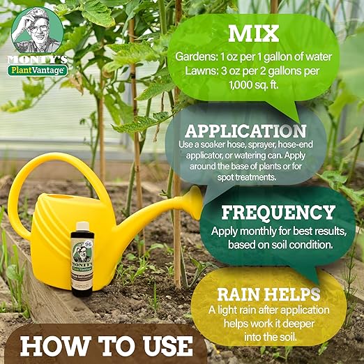 Monty’s Premium Liquid Soil Conditioner – Liquid Aeration Soil Conditioner with Humic Acid for All Soil Types, Increases Moisture & Nutrient Retention, Enhances Health & Microbial Activity – 8 oz