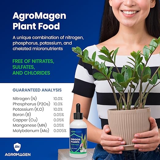 AgroMagen Indoor Plant Food with Essential Nutrients & Chelated Micronutrients, Liquid Fertilizer 4 fl.oz.