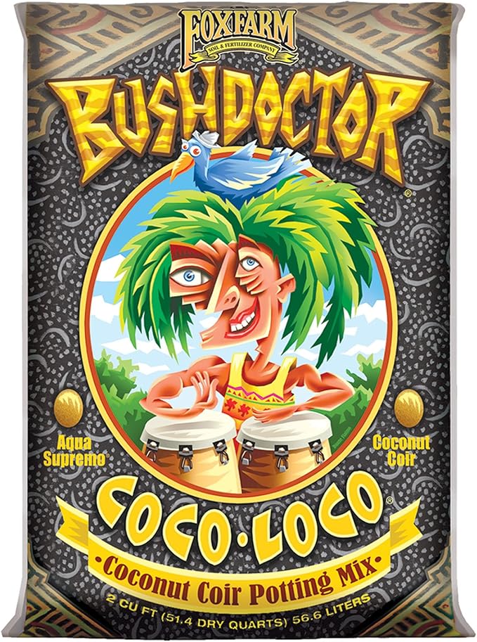 FoxFarm Bush Doctor Coco Loco Potting Mix, 2cu ft - Extends Your Watering Schedule, Triple-Washed to Reduce Salt Content - Perfect for Cultivating Vigorous Plants