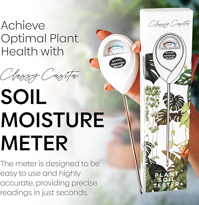 Classy Casita Plant Care Bundle: Sticky Traps, 24-Pack Plant Sticky Traps & Soil Moisture Meter for Indoor & Outdoor Plants w/Plant Watering & Care eBook, White